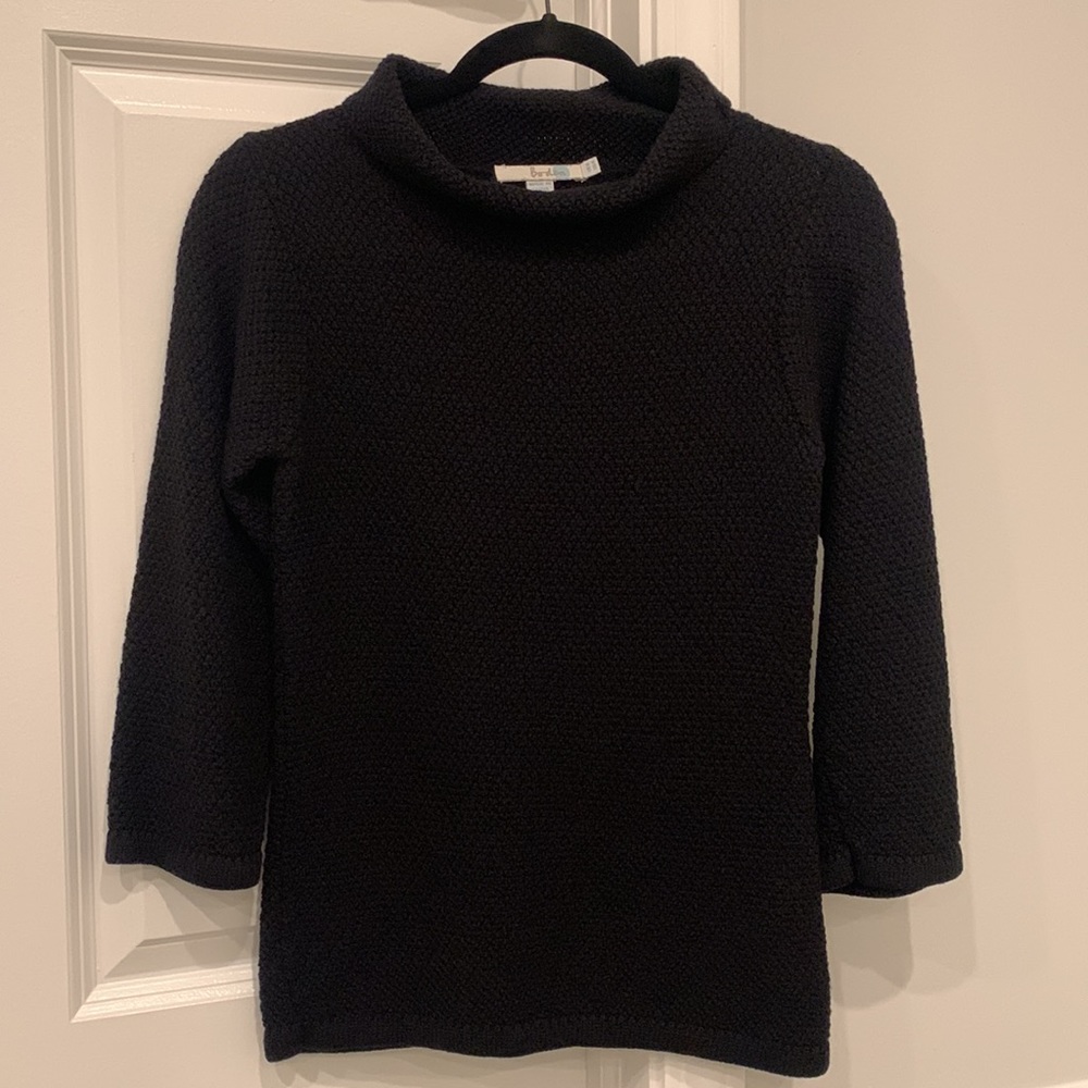 Boden Black Sweater 3/4 sleeve, wool blend Sz 4 EUC! Beautiful textured yarn🖤🖤